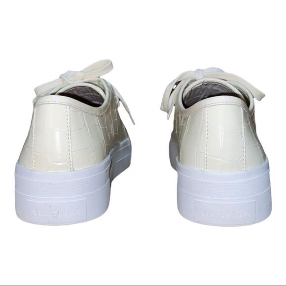 Via Spiga Viola Milk Croc-Embossed Low-Top Sneakers New 7.5M - Picture 5 of 9